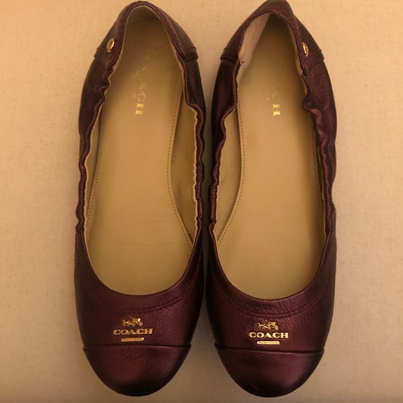 Coach burgundy shimmer flats 5. Excellent condition! - Picture 1 of 6